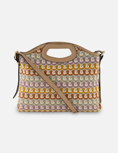 Bolso multicolor en textil para mujer con tejido crochet