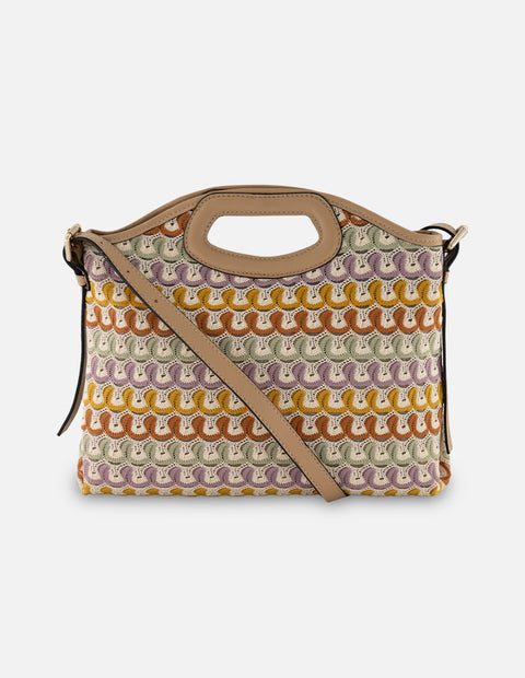 Bolso multicolor en textil para mujer con tejido crochet