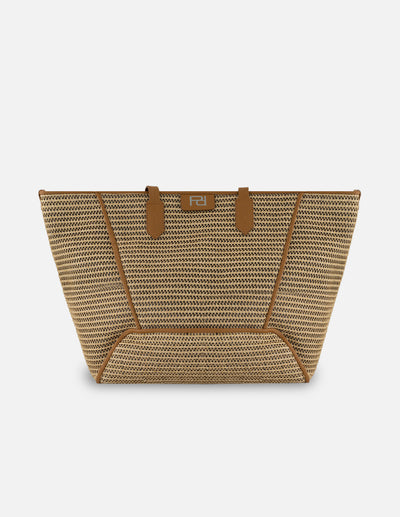 Tote en rafia color cuero para mujer con tejido tipo canasta