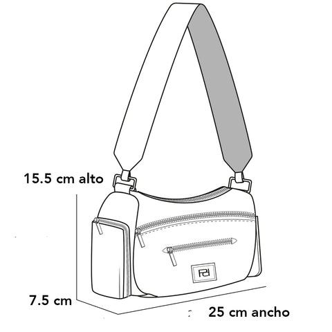 Bandolera negra en nylon para mujer con detalles en piel vegana