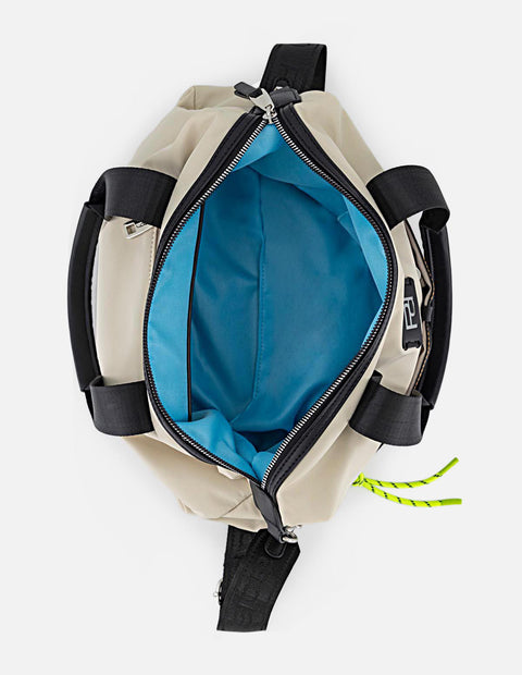 Bolso bowling blanco en nylon y piel vegana para mujer