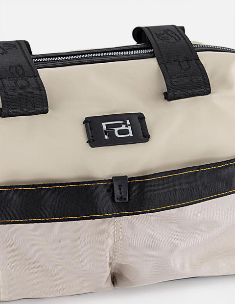 Bolso bowling blanco en nylon y piel vegana para mujer