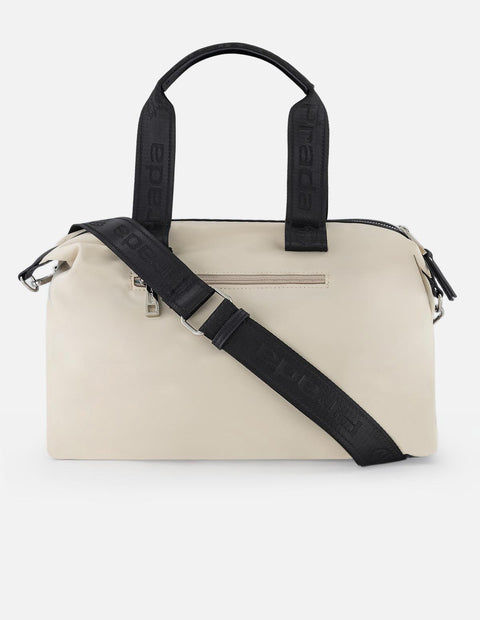 Bolso bowling blanco en nylon y piel vegana para mujer