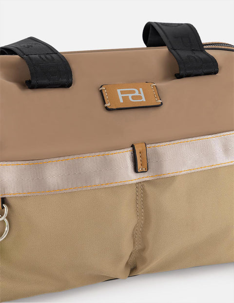 Bolso bowling beige en nylon y piel vegana para mujer