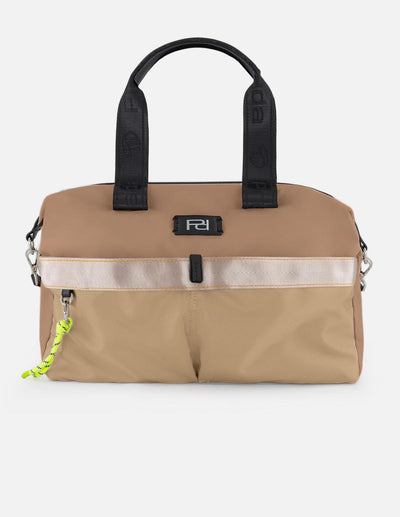 Bolso bowling beige en nylon y piel vegana para mujer