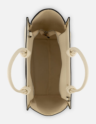 Bolso tote blanco piel vegana para mujer con grabado Pd