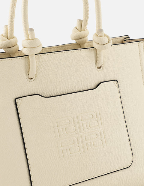 Bolso tote blanco piel vegana para mujer con grabado Pd