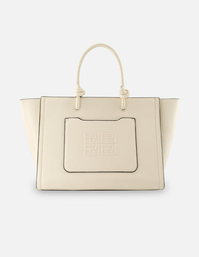 Bolso tote blanco piel vegana para mujer con grabado Pd