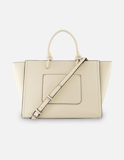 Bolso tote blanco piel vegana para mujer con grabado Pd