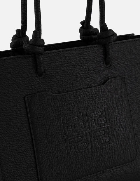 Bolso tote negro vegano para mujer con grabado Pd