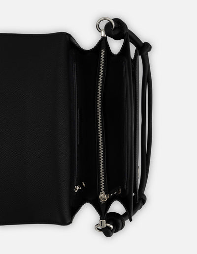 Bolso de hombro negro piel vegana para mujer con grabado