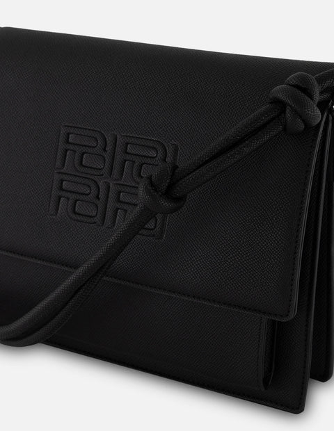 Bolso de hombro negro piel vegana para mujer con grabado