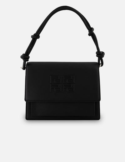 Bolso de hombro negro piel vegana para mujer con grabado