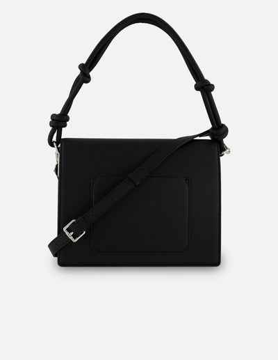 Bolso de hombro negro piel vegana para mujer con grabado