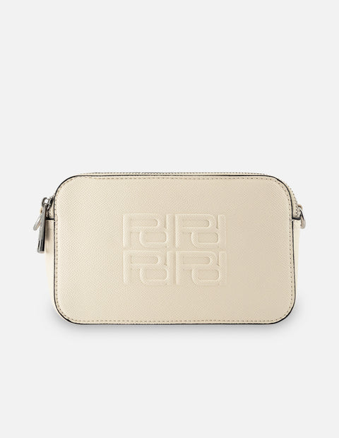 Bandolera blanca piel vegana para mujer con grabado Pd