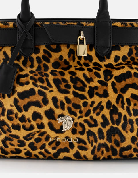 Bolso mano animal print pelo de mujer logo Pd frontal