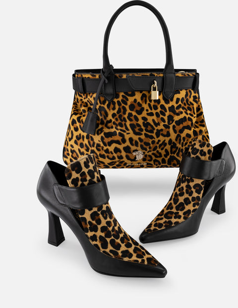 Bolso mano animal print pelo de mujer logo Pd frontal