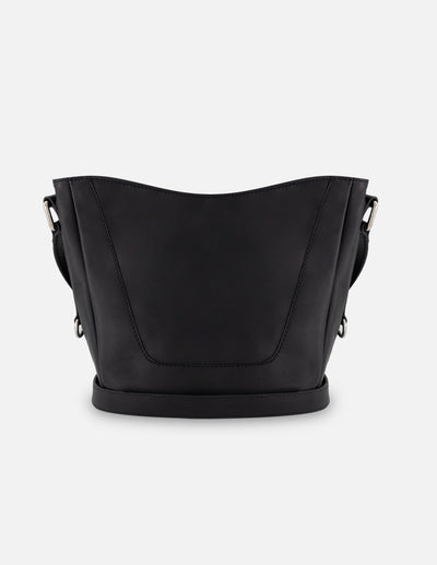 Bandolera negro piel para mujer con asa ajustable