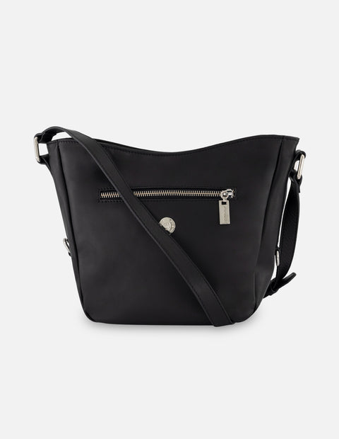 Bandolera negro piel para mujer con asa ajustable