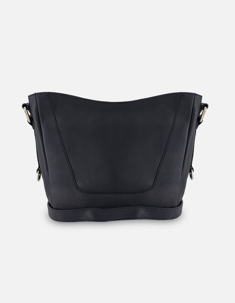 Bandolera azul piel para mujer con asa ajustable