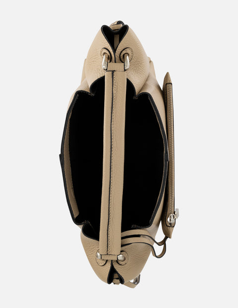 Bolso de hombro beige piel para mujer con bolsito interno