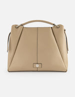 Bolso de hombro beige piel para mujer con bolsito interno