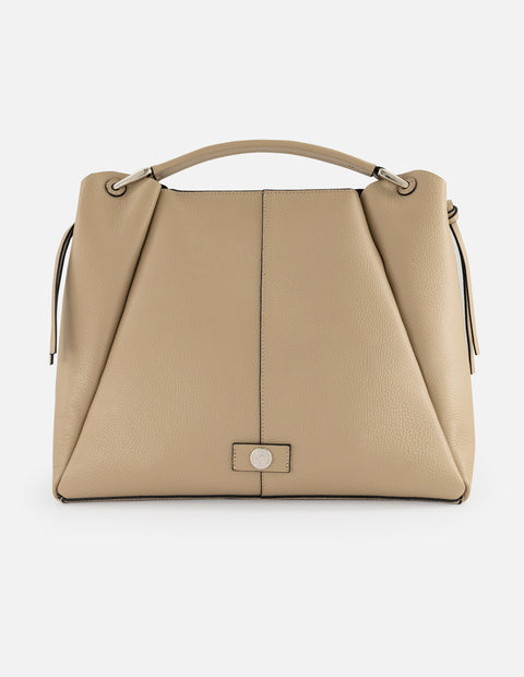 Bolso de hombro beige piel para mujer con bolsito interno