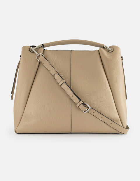Bolso de hombro beige piel para mujer con bolsito interno