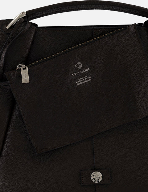 Bolso de hombro café piel para mujer con bolsito interno