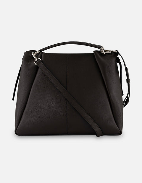 Bolso de hombro café piel para mujer con bolsito interno