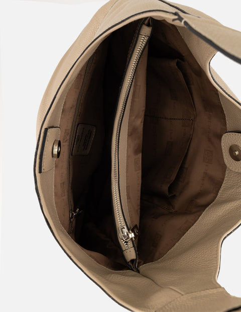 Bolso bucket hueso piel de mujer piel bombedada