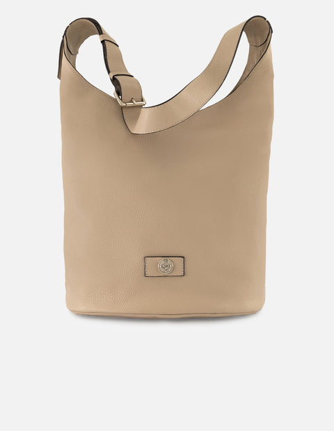 Bolso bucket hueso piel de mujer piel bombedada