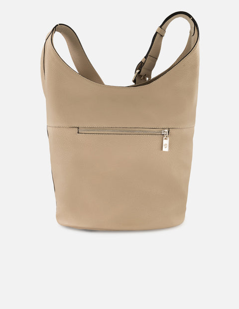 Bolso bucket hueso piel de mujer piel bombedada
