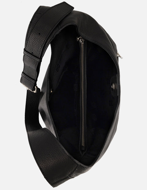 Bolso bucket negro piel de mujer piel bombedada