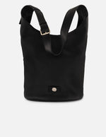Bolso bucket negro piel de mujer piel bombedada
