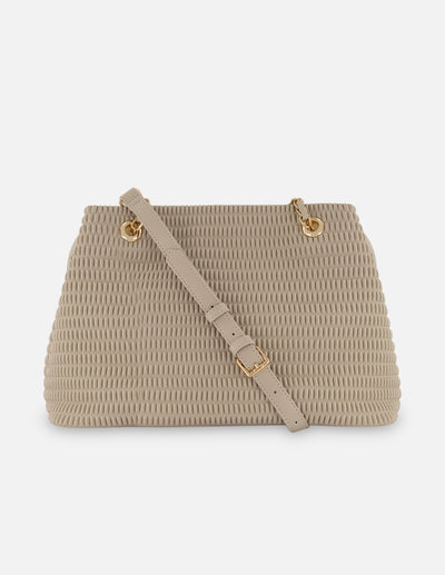 Bolso de hombro blanco piel vegana para mujer con capitonado