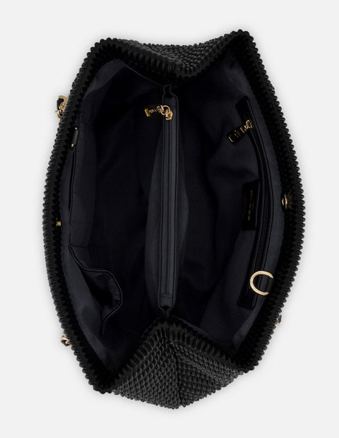 Bolso de hombro negro piel vegana para mujer con capitonado