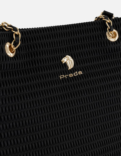 Bolso de hombro negro piel vegana para mujer con capitonado