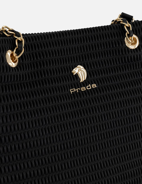 Bolso de hombro negro piel vegana para mujer con capitonado