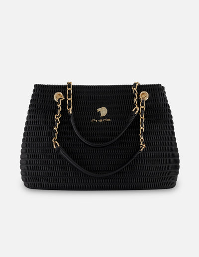 Bolso de hombro negro piel vegana para mujer con capitonado