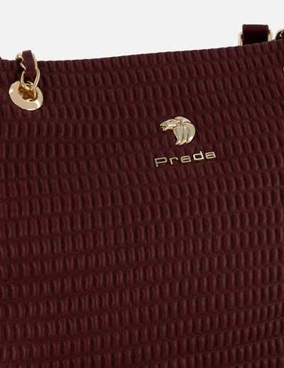 Bolso de hombro vino piel vegana para mujer con capitonado