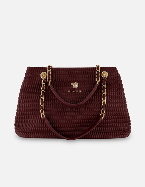 Bolso de hombro vino piel vegana para mujer con capitonado