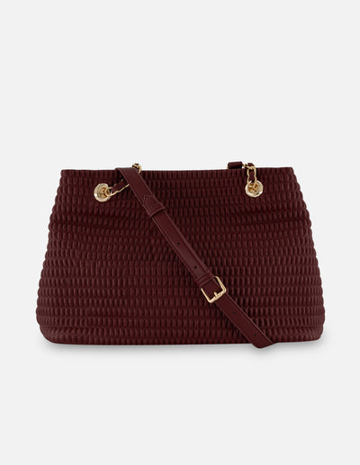 Bolso de hombro vino piel vegana para mujer con capitonado