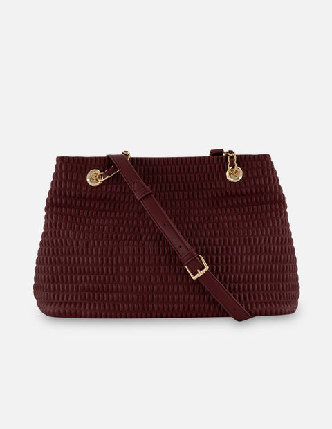 Bolso de hombro vino piel vegana para mujer con capitonado