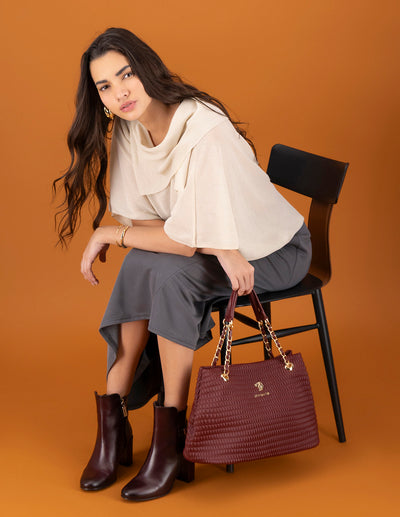 Bolso de hombro vino piel vegana para mujer con capitonado