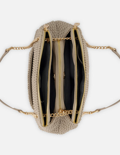 Bandolera blanca piel vegana para mujer con capitonado