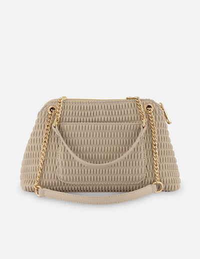 Bandolera blanca piel vegana para mujer con capitonado