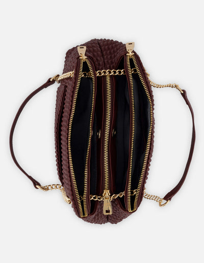 Bandolera vino piel vegana para mujer con capitonado