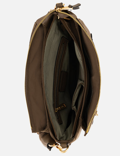 Mochila color beige nylon de mujer asa trenzada