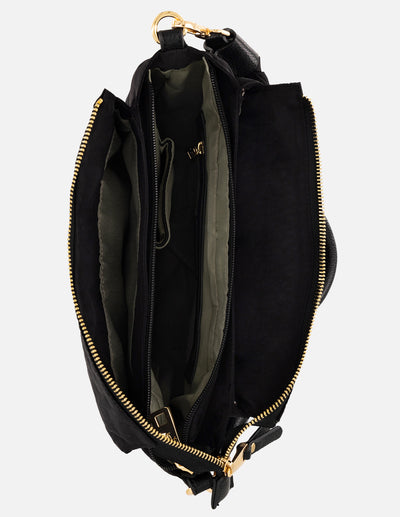 Mochila negra nylon de mujer asa trenzada